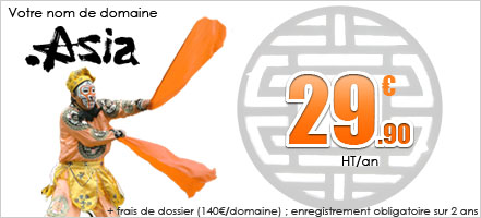 nom de domaine .ASIA à partir de 29.90€ HT/an