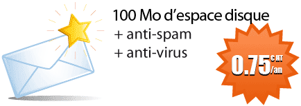 HCOM MAIL: offre 50Mo + antispam + antivirus pour 0.75euros HT par an