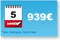 tarif TMCH pour 5 ann�es d'enregistrement